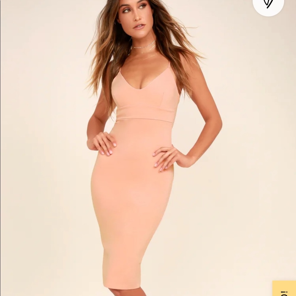 Lulu’s Don't Tell 'Em Blush Pink Bodycon Midi Dress - Size XS